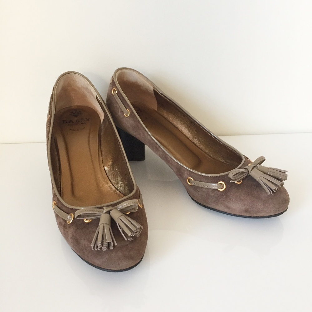 Bally Suede Tassel Low Heel